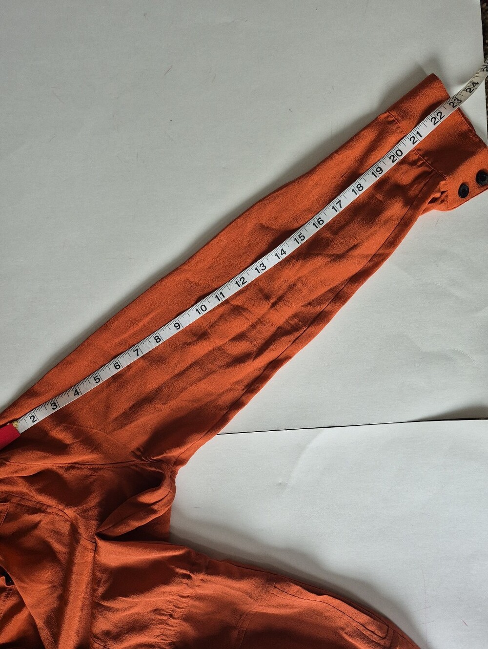Thakoon Shirt Dress Orange Silk Long Sleeve Mini Size 4 - Picture 12 of 13